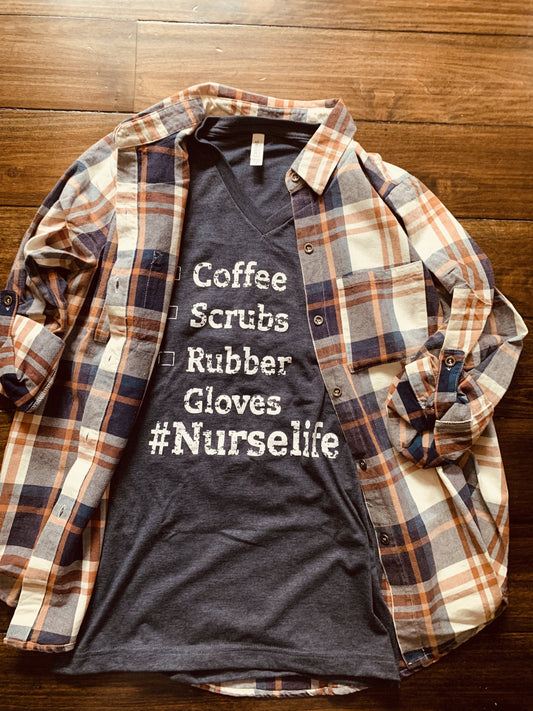 #Nurselife V-Neck Graphic Tee (S-3X)