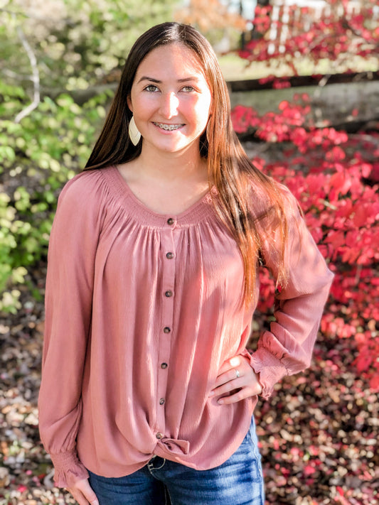 Mauve Button Up Blouse