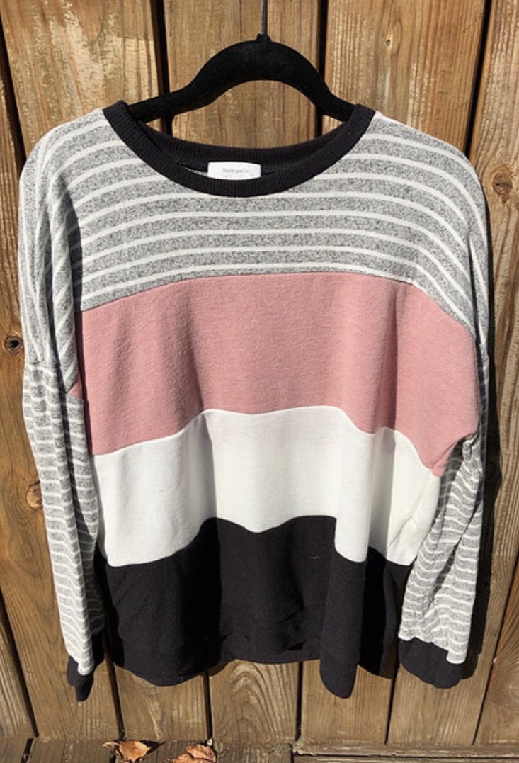 Pink/Grey/Black Color Block Sweater