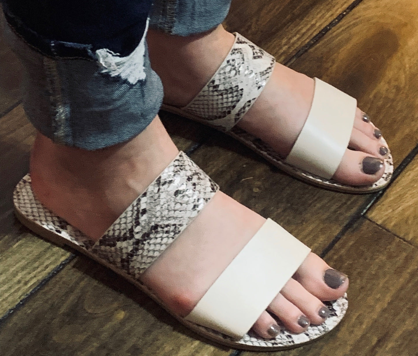 Snakeskin Strap Sandals