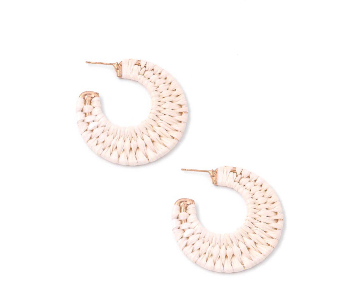 Piper Round Fringe Raffia Earrings