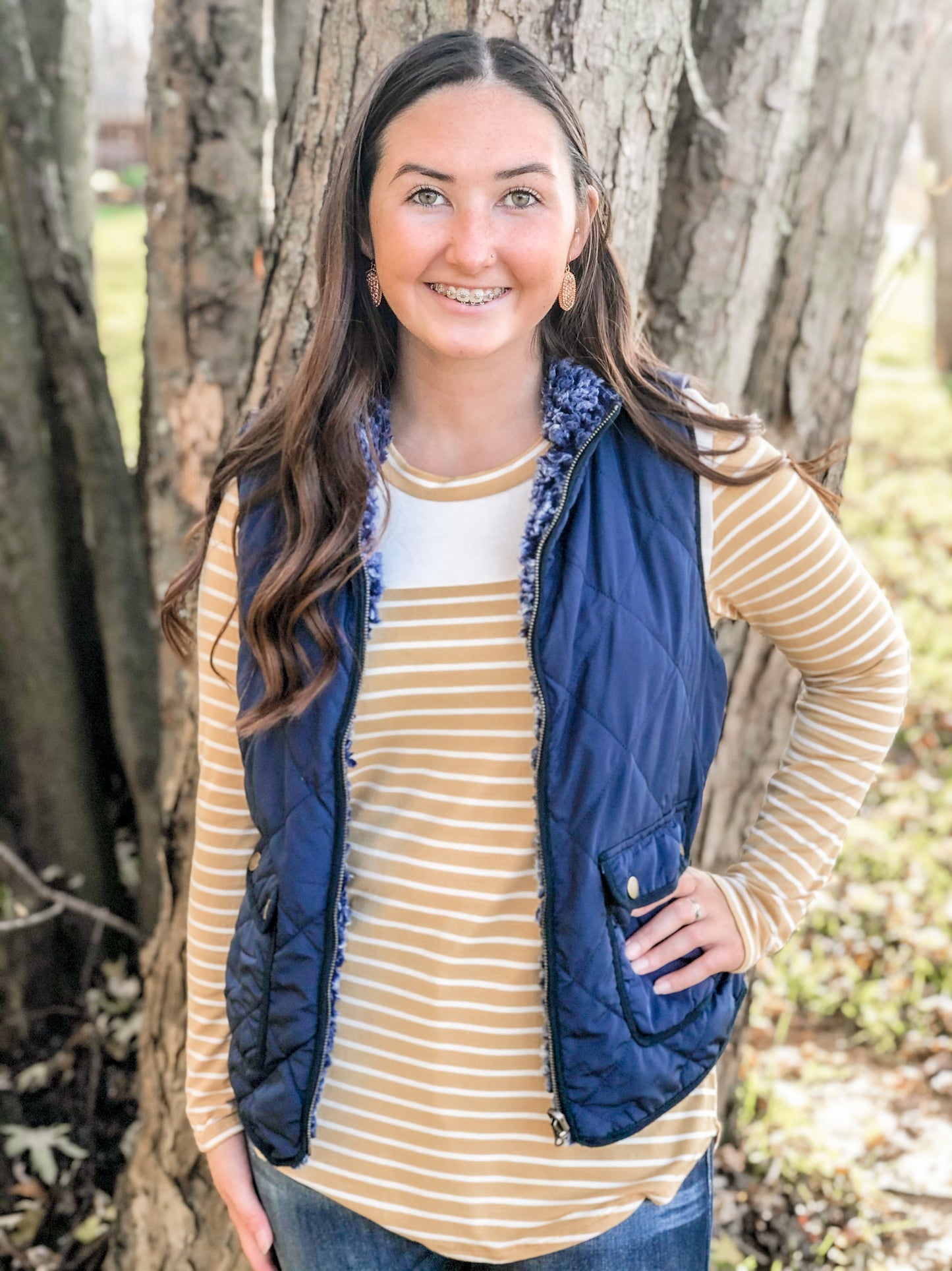 Mustard Striped Long Sleeve Top