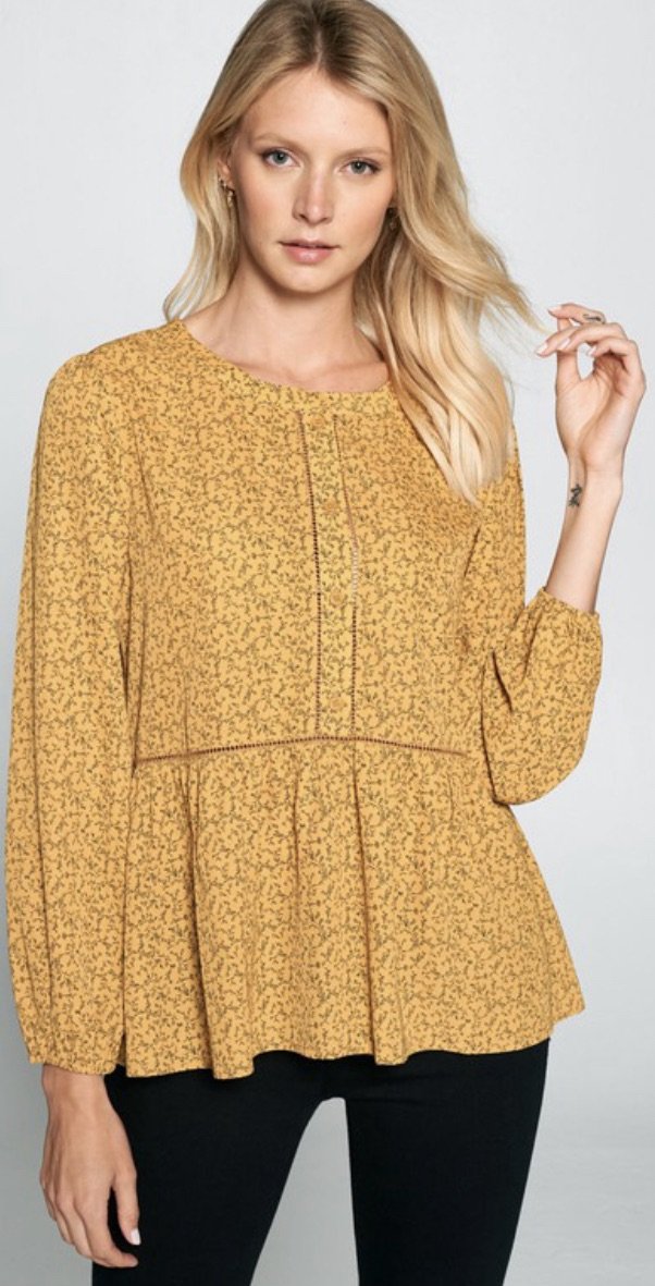 Go with the Flow Mustard Floral Top (S-XL)