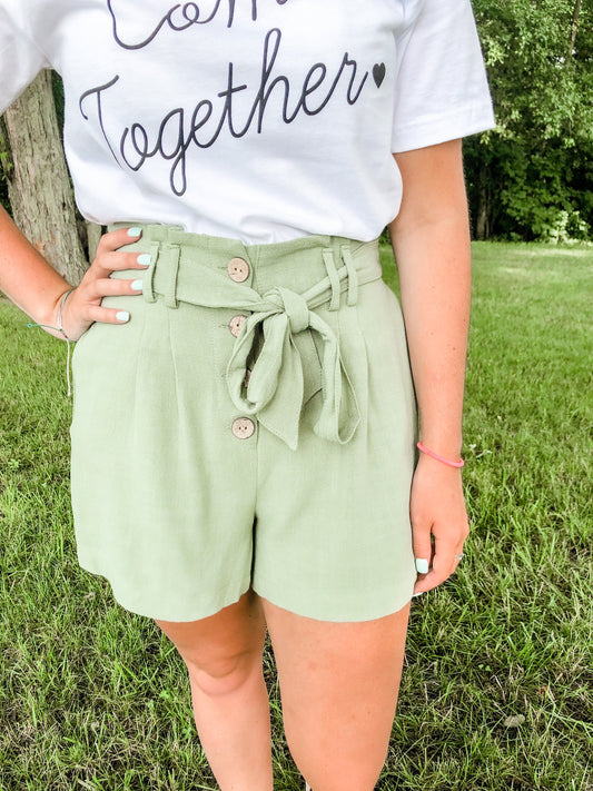 Olive Vineyard Paper Bag Shorts