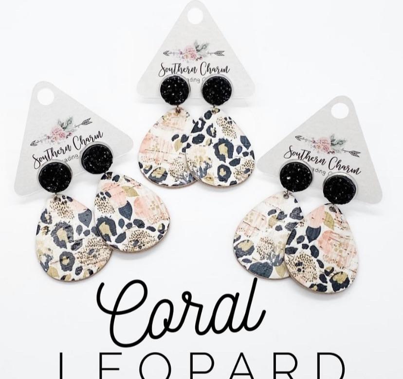 Coral Leopard Dangle Corkies