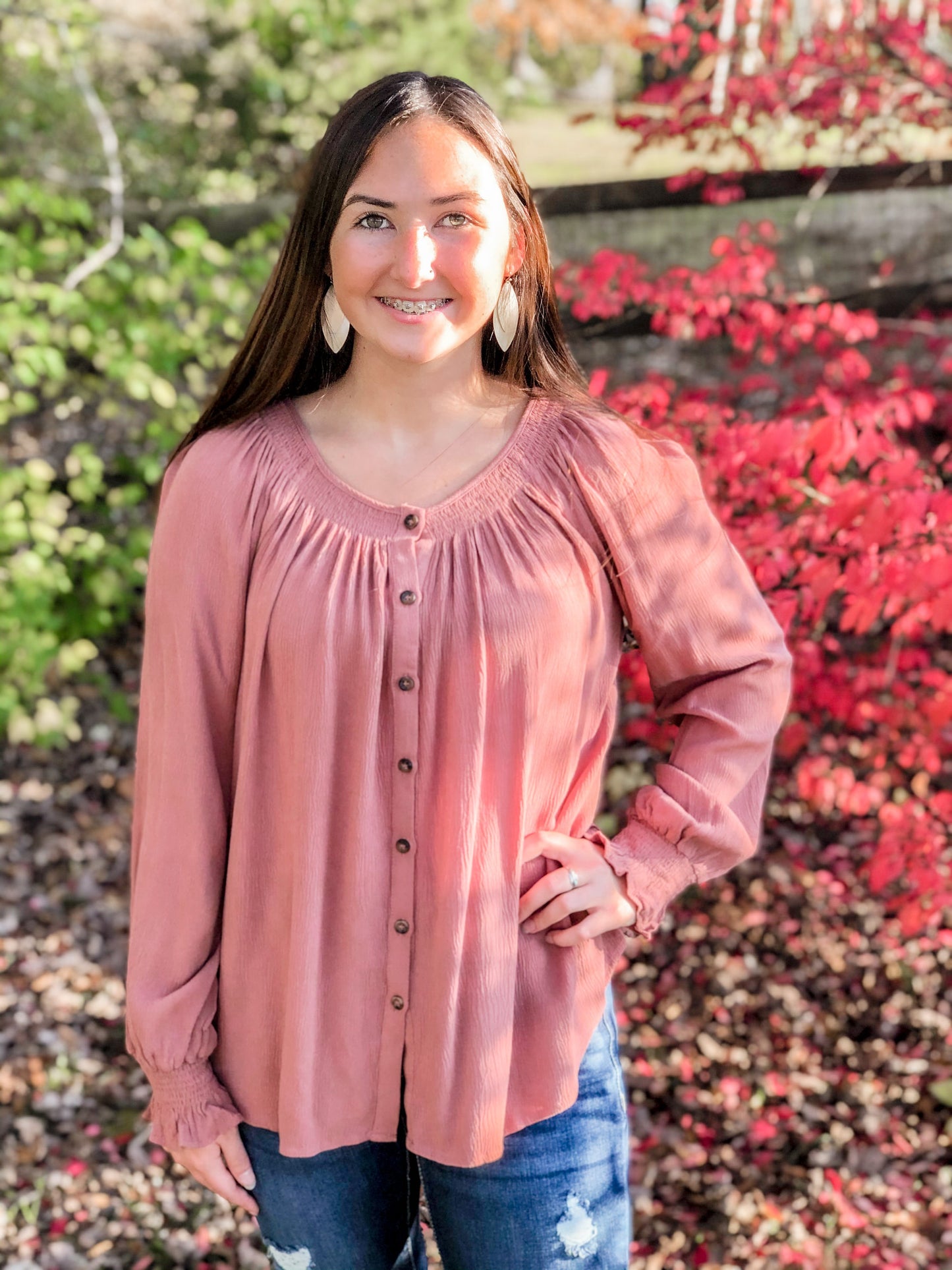 Mauve Button Up Blouse