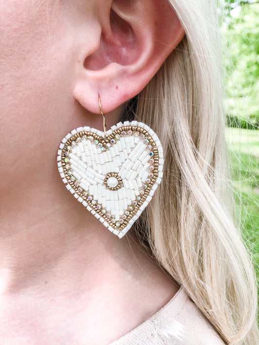 Mandy Beaded Heart Earrings