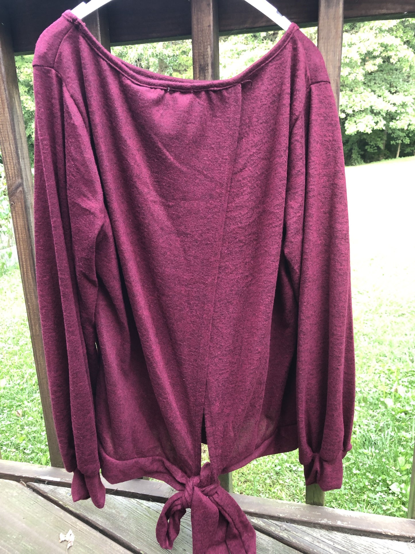 Burgundy Tie Back Top (1X-3X)