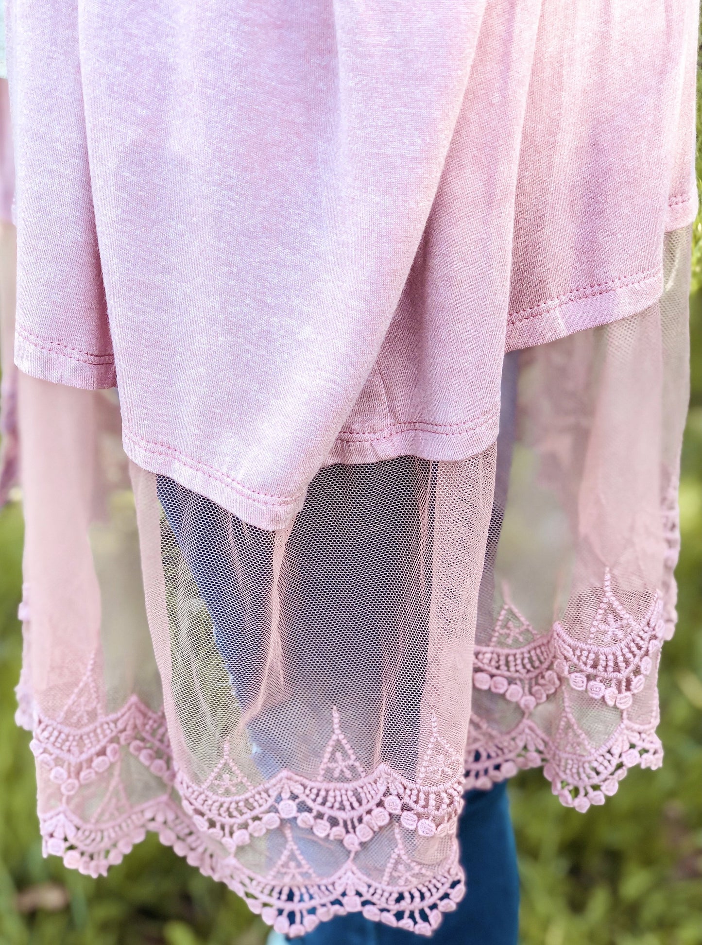 Blush Lace Trim Kimono